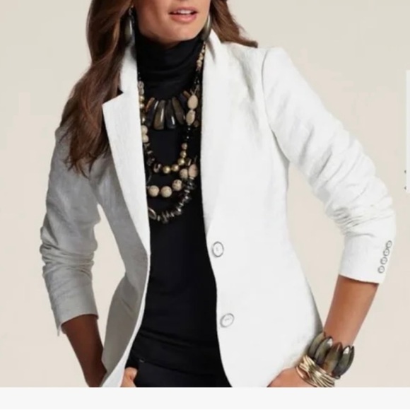 CHICO'S Sephia Croc Embossed Charcoal/Black Subtle Sheen Blazer SZ M (8) - Picture 2 of 16